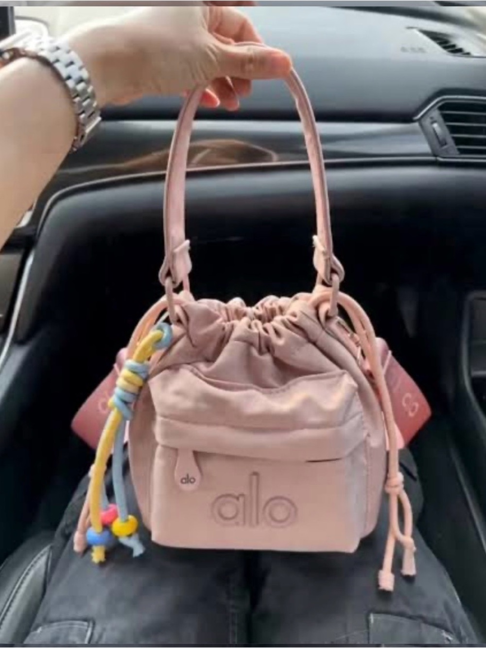 ALO Yoga Blush Pink Drawstring Mini Bucket Bag - Picture 3 of 16
